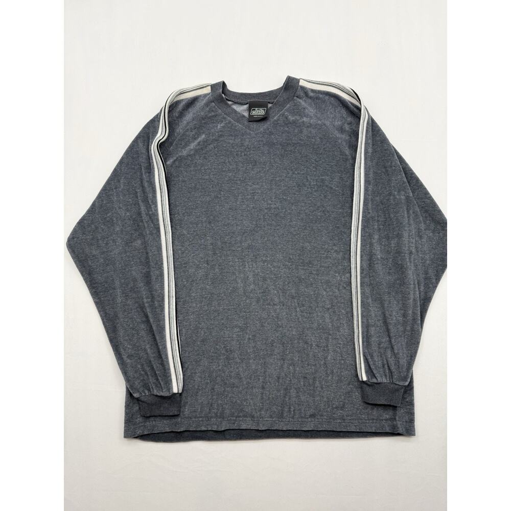 Vintage 90s Coast Dark Grey Striped Long Sleeve V-Neck Sweater Men’s Large